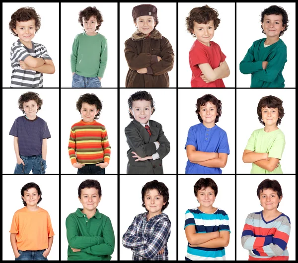 Collage van vele beelden met hetzelfde kind — Stockfoto