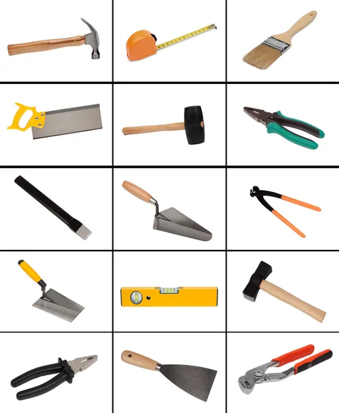 Collage av många olika verktyg — Stockfoto