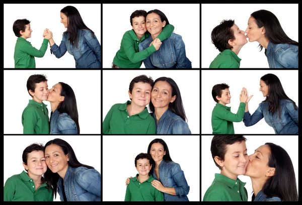 Différentes expressions entre une mère et son fils — Photo