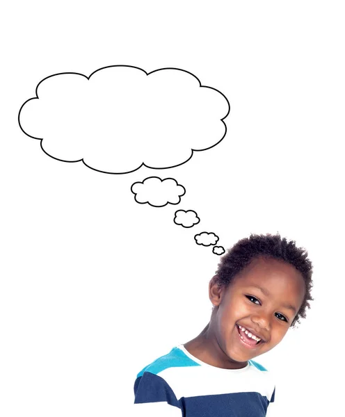 Happy African Child Thinking Something Isolated White Background — Stock Photo, Image