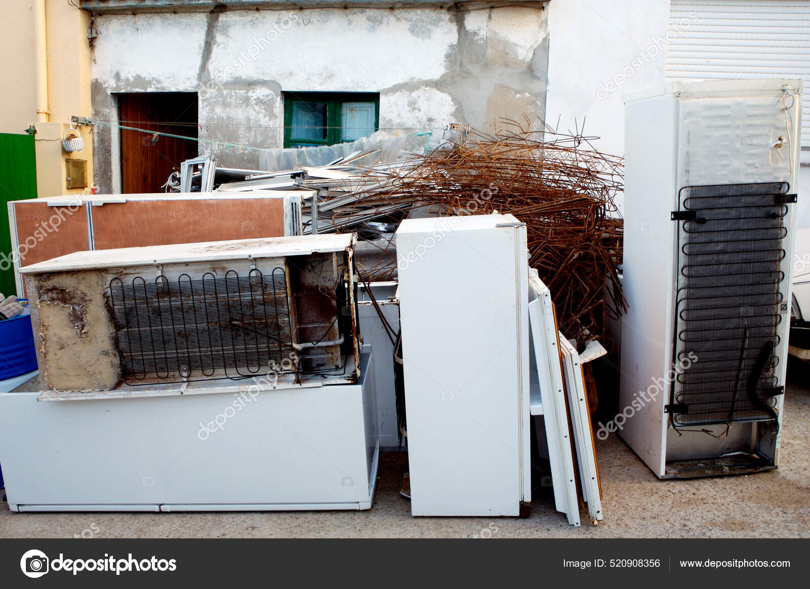 Dump Old Broken Appliances Throwing Out Obsolete Appliances Stock Photo
