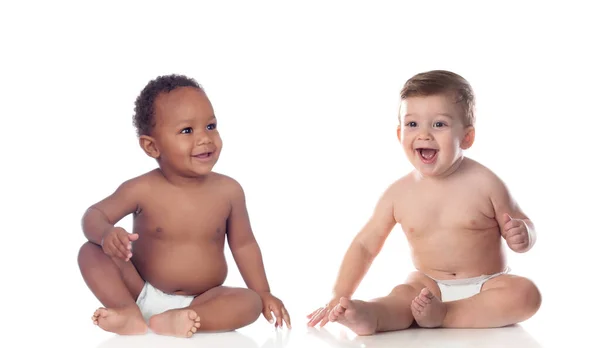 Concepto Infancia Lindos Bebés Sobre Fondo Blanco — Foto de Stock