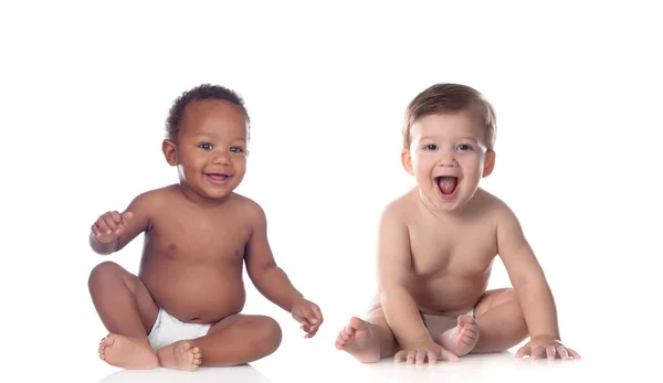 Childhood Concept Cute Babies White Background — Stock Photo, Image