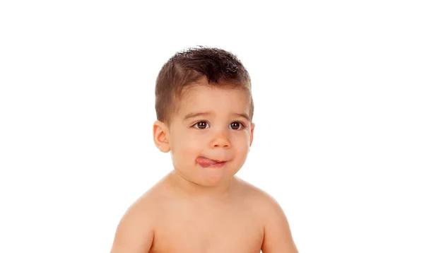 Retrato Bebê Bonito Isolado Branco — Fotografia de Stock