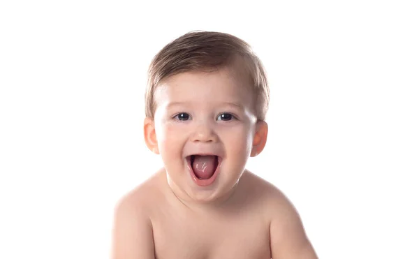 Portrait Cute Baby Isolated White — Stock Photo, Image