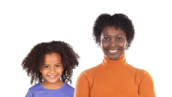 Carino Famiglia Africana Isolata Uno Sfondo Bianco — Foto Stock