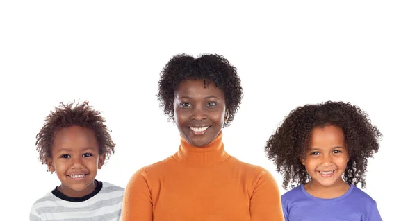 Mignonne Famille Africaine Isolée Sur Fond Blanc — Photo