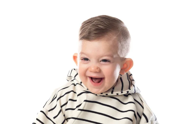 Pequeño Bebé Sonriente Aislado Sobre Fondo Blanco — Foto de Stock