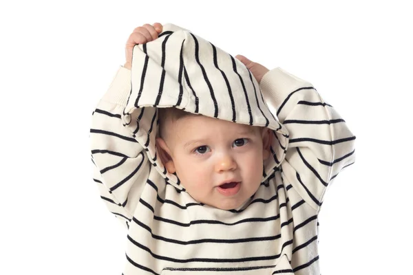 Pequeño Bebé Sonriente Aislado Sobre Fondo Blanco —  Fotos de Stock