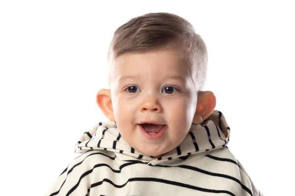 Pequeño Bebé Sonriente Aislado Sobre Fondo Blanco — Foto de Stock
