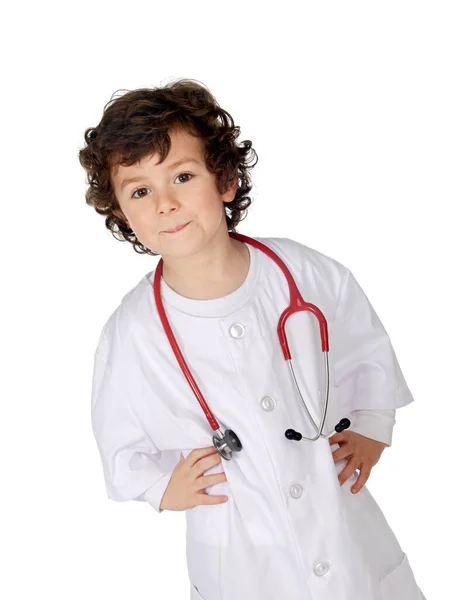Roztomilý Zábavný Malý Lékař Izolované Bílém Pozadí Stock Fotografie