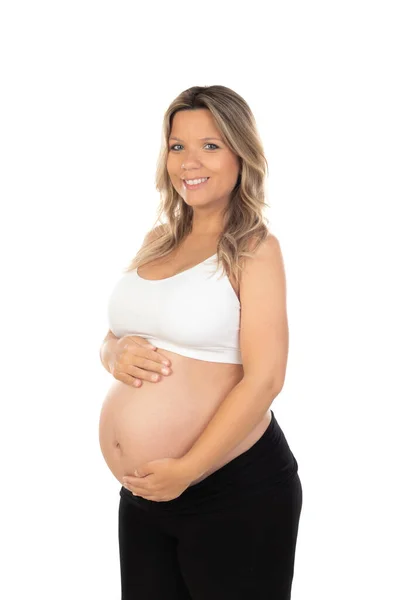 Retrato Aislado Una Hermosa Mujer Sonriente Esperando Bebé — Foto de Stock