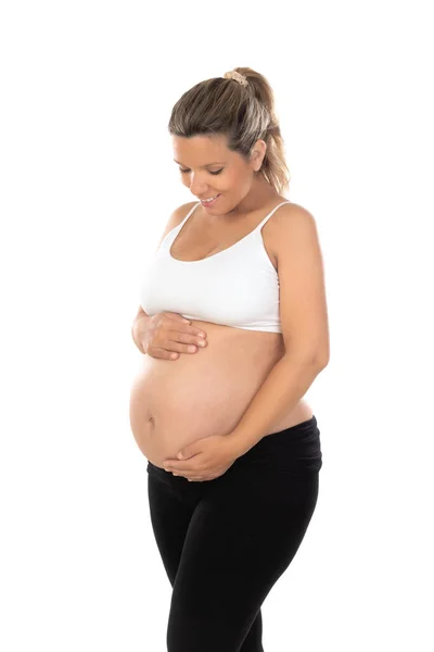 Retrato Aislado Una Hermosa Mujer Sonriente Esperando Bebé —  Fotos de Stock