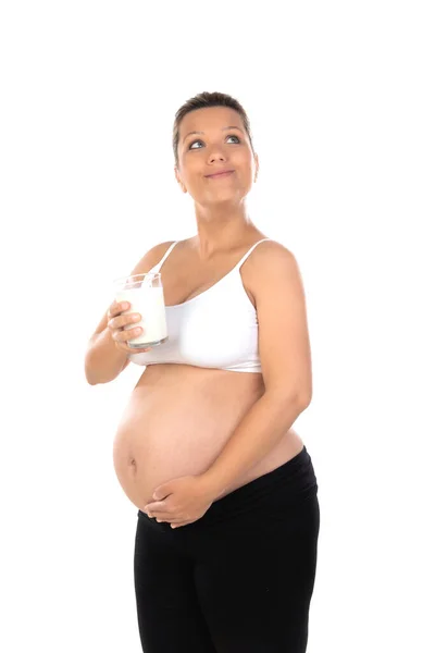Retrato Aislado Una Hermosa Mujer Sonriente Esperando Bebé — Foto de Stock