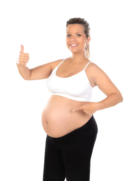 Embarazo Mujer Embarazada Feliz Aislada Sobre Fondo Blanco — Foto de Stock