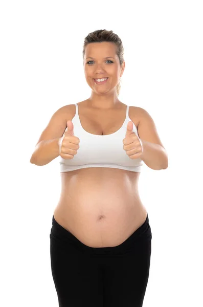 Embarazo Mujer Embarazada Feliz Aislada Sobre Fondo Blanco — Foto de Stock