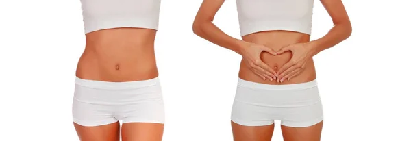 Sporty Body Women Measure Bodies White Background — ストック写真