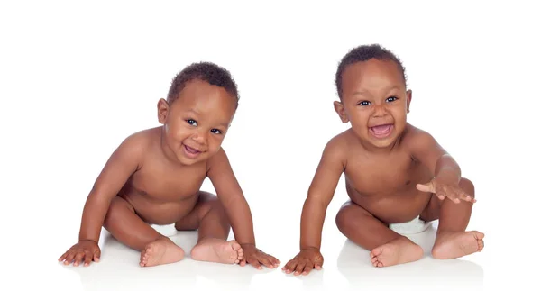 Irmãos Gêmeos Africanos Isolados Fundo Branco — Fotografia de Stock