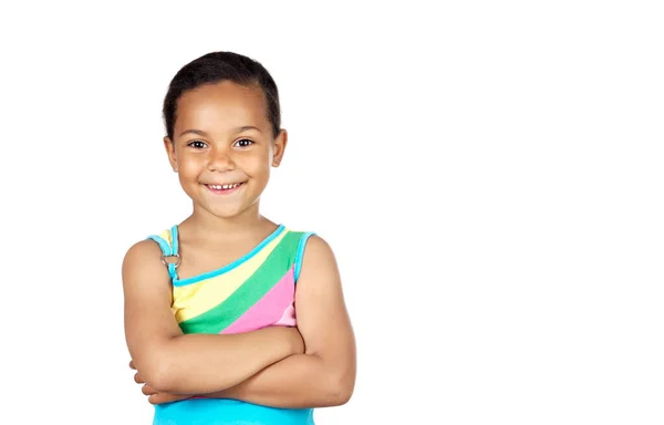 Felice Bambino Africano Bello Isolato Uno Sfondo Bianco — Foto Stock