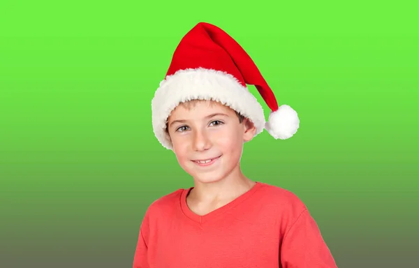 Adorable Child Santa Hat Isolated Color Background — Stockfoto