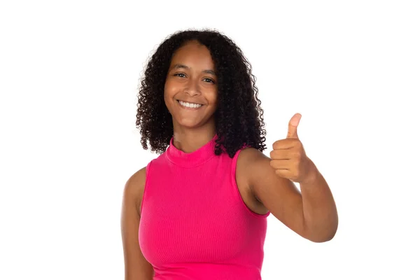 Retrato Señora Linda Muestran Signo Okey Aislado Sobre Fondo Blanco —  Fotos de Stock