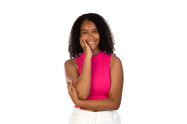 Erős Egészséges Egyenes Fehér Fogak Közelkép Portré Boldog Gyönyörű Tinédzser — Stock Fotó