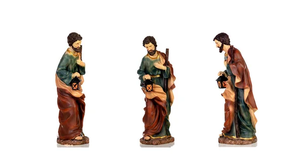 Heliga Familjen Saint Josephceramic Figurine Isolerad Vit Klippbana Ingår — Stockfoto