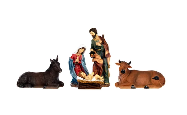 Kerstmis Kerststal Met Heilige Familie — Stockfoto