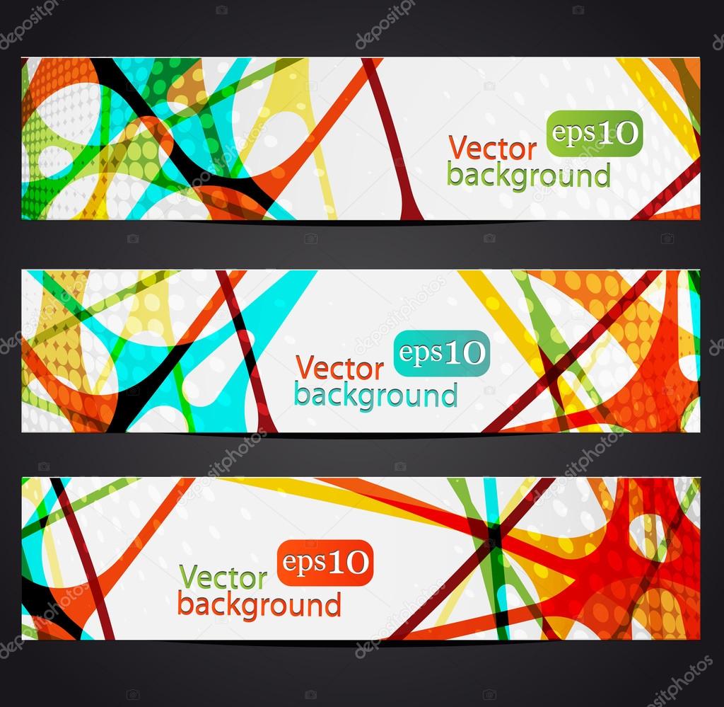 Set of three colorful abstract horizontal banners