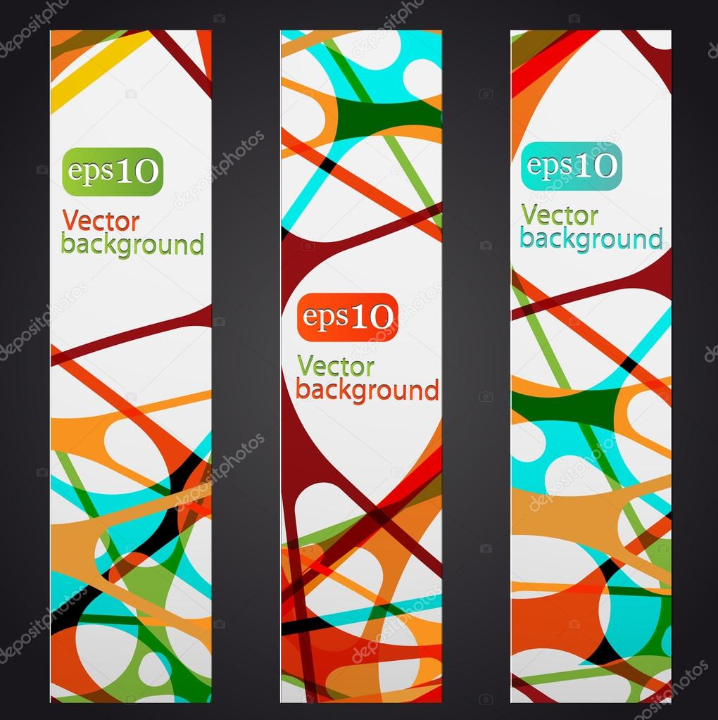 Set of three colorful abstract vertical banners