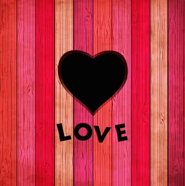 Векторный красочный деревянный фон с сердцем — стоковый вектор