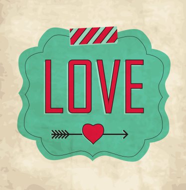 Vintage hurda aşk kartı, çerçeve ve kalp mutlu Sevgililer günü kartı