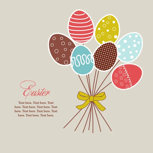 Easter floral design with eggs, holiday card with bouquet of eggs — Stock Vector