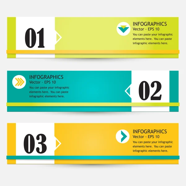 Üç renkli soyut afiş kümesi modern parlak Infographic — Stok Vektör