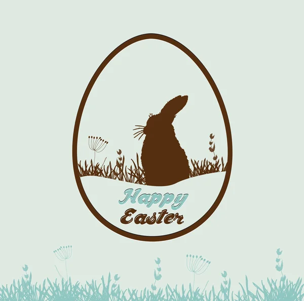 Feliz tarjeta de Pascua con conejo en forma de huevo — Vector de stock