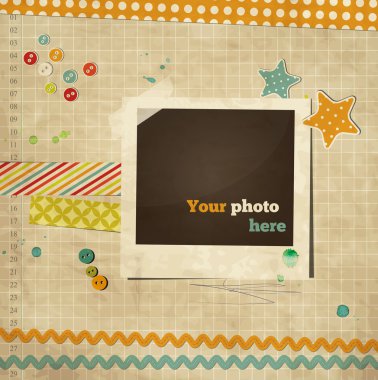 vintage yıpranmış tasarım fotoğraf çerçevesi ile hurda şablonu