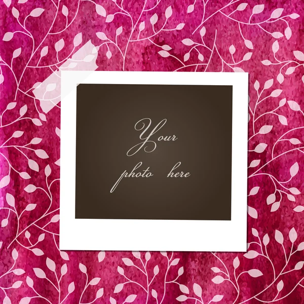 Cartão floral aquarela com moldura de foto — Vetor de Stock