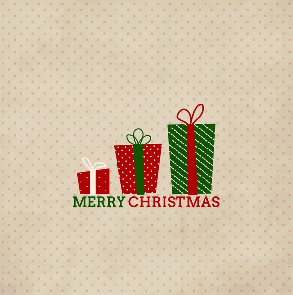 Ročník vánoční a novoroční karta s dovolené dárkové krabičky — Stockový vektor