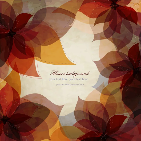 Vintage autumn floral background, card with brown-orange flowers — Stock Illustration Vintage autumn floral background, card with brown-orange flowers Stock Vector