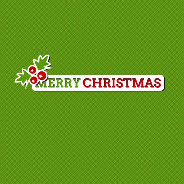 Merry Christmas green card with stylized sticker, holiday design — Stock Vector