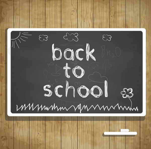 Back to school illustration with blackboard and chalk text — Stock Vector