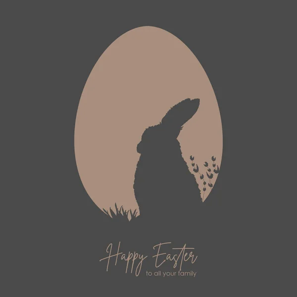 Büyük Yumurta Şeklinde Tavşan Silueti Olan Son Moda Paskalya Kartı — Stok Vektör