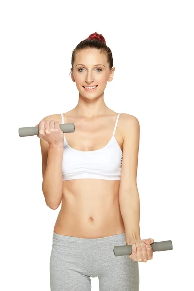 Fitness women working out with dumbbells — Stock Photo, Image