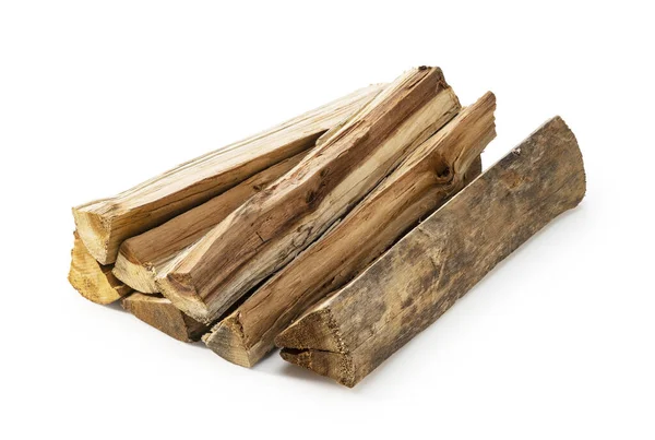 Stacks Firewood Placed White Background — Photo