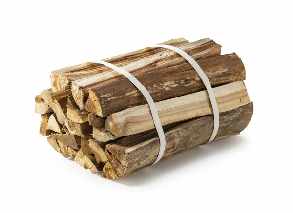 Firewood Bundles Placed White Background — Stok fotoğraf