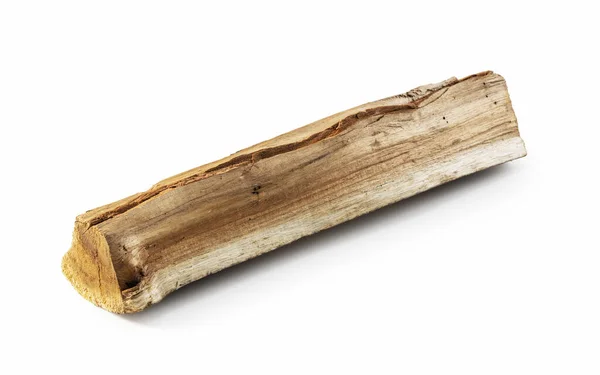 Single Piece Firewood Placed White Background —  Fotos de Stock