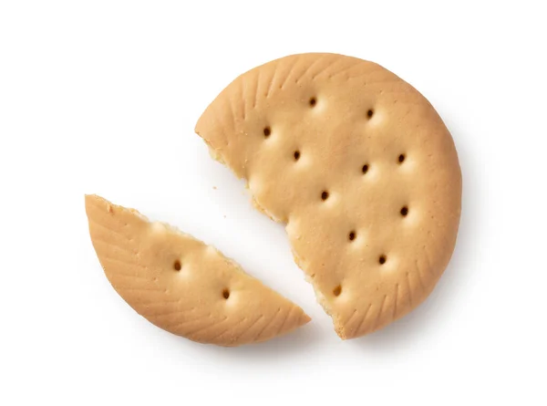 Broken Biscuit Placed White Background Viewed Directly — Fotografia de Stock