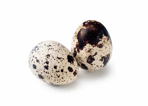 Two Quail Eggs Placed White Background — Zdjęcie stockowe