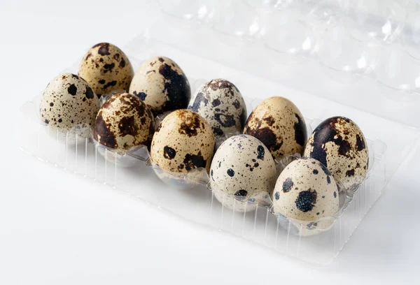 Quail Eggs Pack Placed White Background — Zdjęcie stockowe