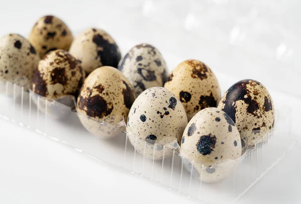 Quail Eggs Pack Placed White Background — Zdjęcie stockowe